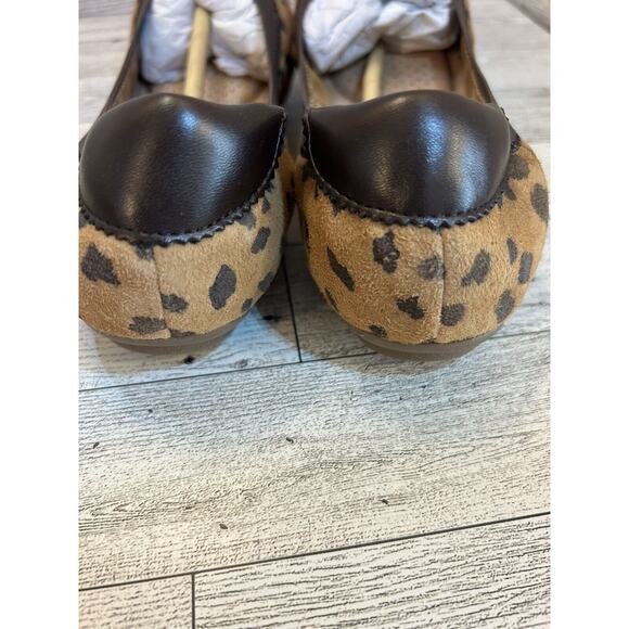 Lands End Womens NEW sz 9D Comfort Elastic Band Ballet Flat Shoes Leopard Print - Picture 6 of 7